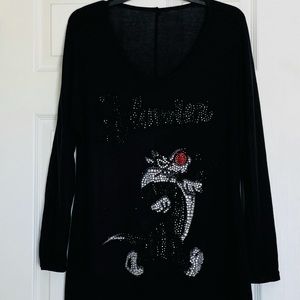 Vintage Sylvester Looney Toons Embroidered Cardigan